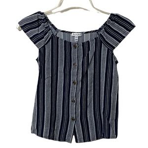 Love Fire Womens Size Medium Navy Blue Short Sleeve Shirt